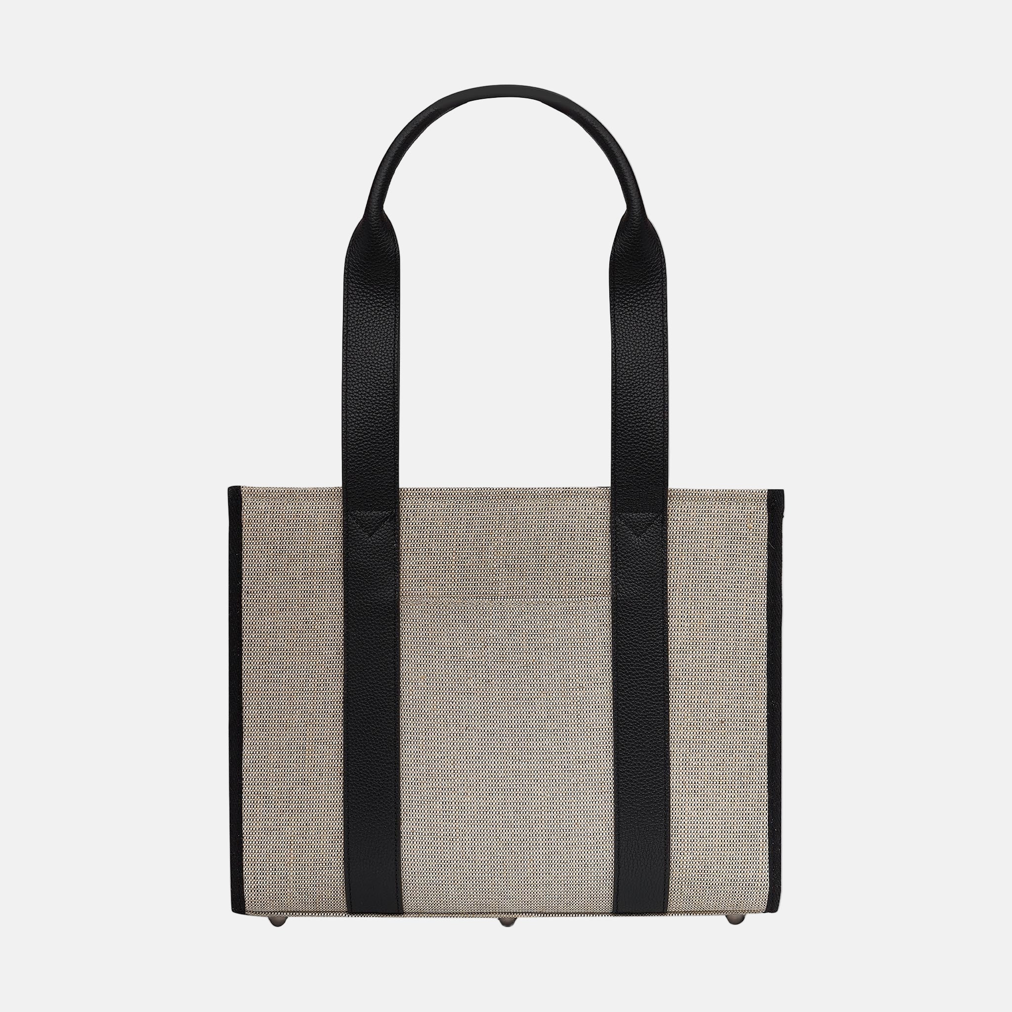 Mini Bon Vivant Tote Bag in Jute Canvas/Black Leather Mini Carry