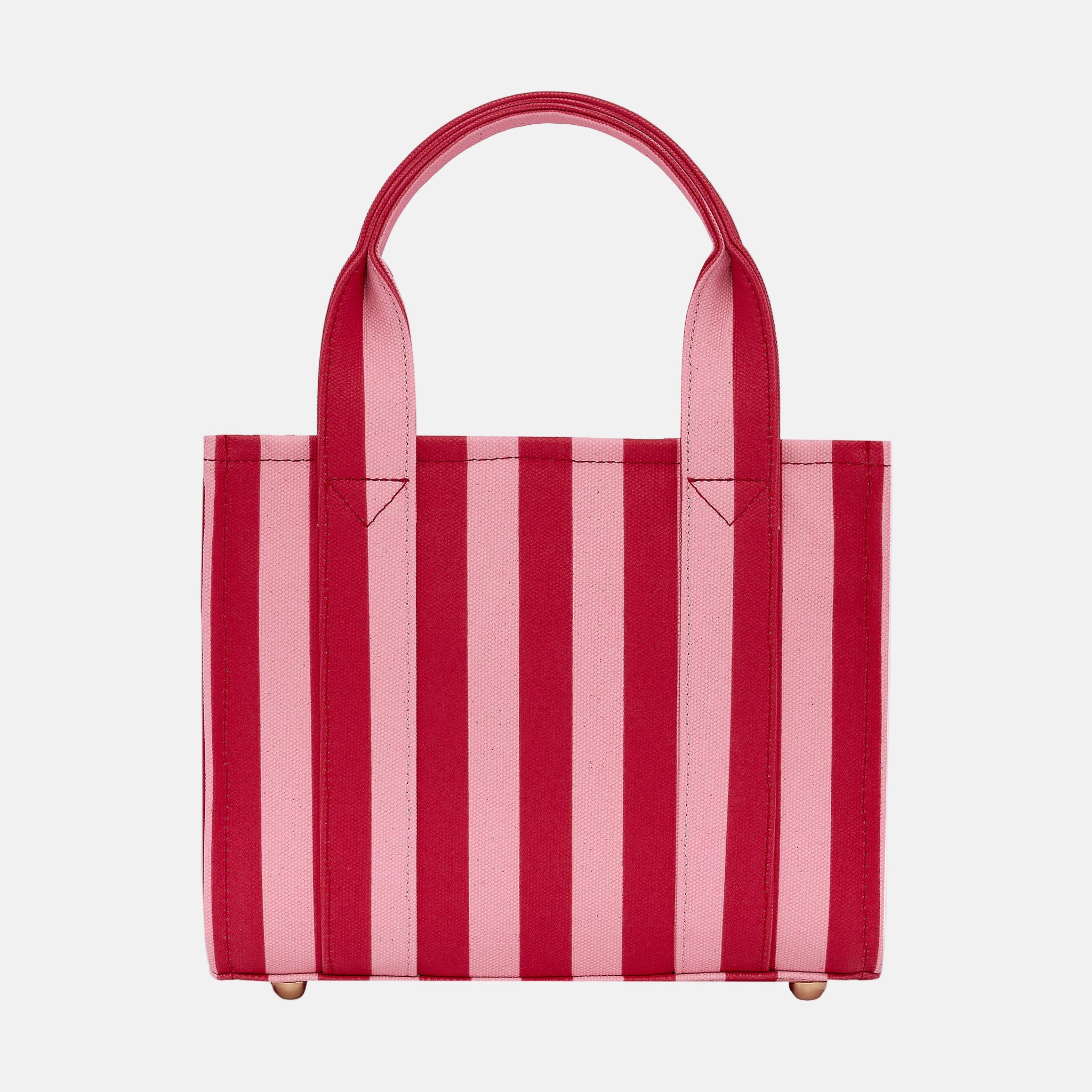 Micro Structured Tote Bag in coated canvas - Pink/Red Stripe
