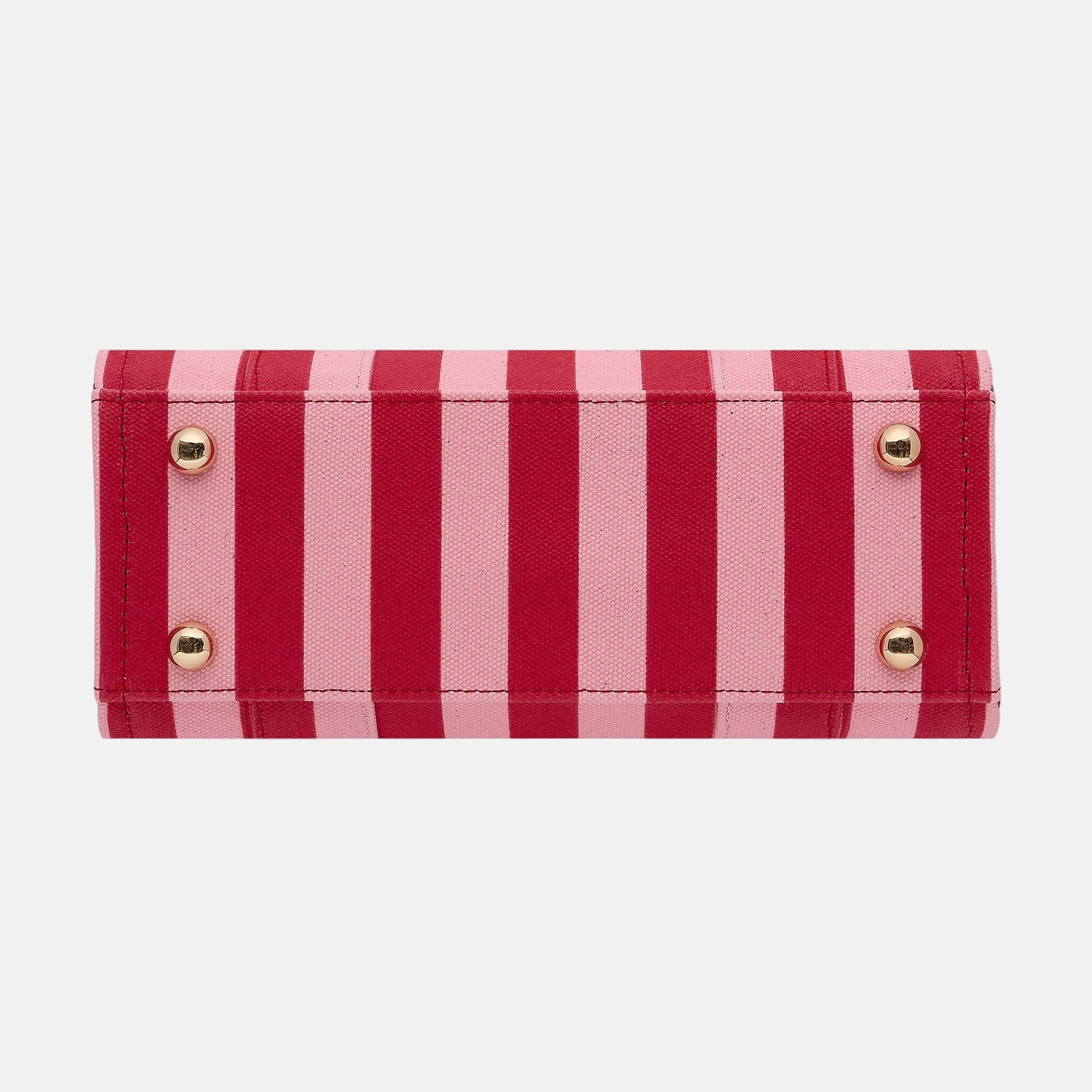 Micro Structured Tote Bag in coated canvas - Pink/Red Stripe