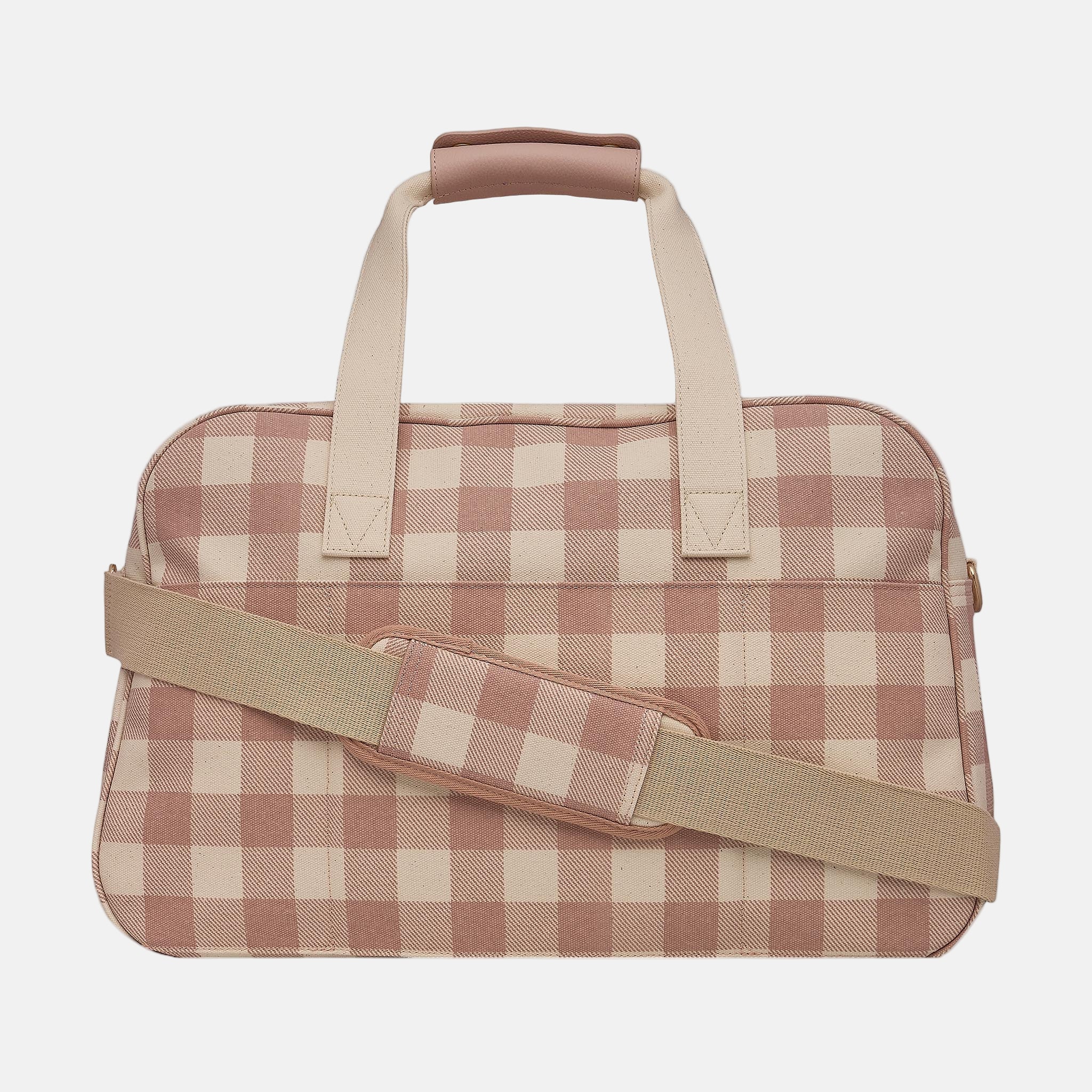Bon Voyage Weekender Bag in coated canvas + leather - Milk Tea