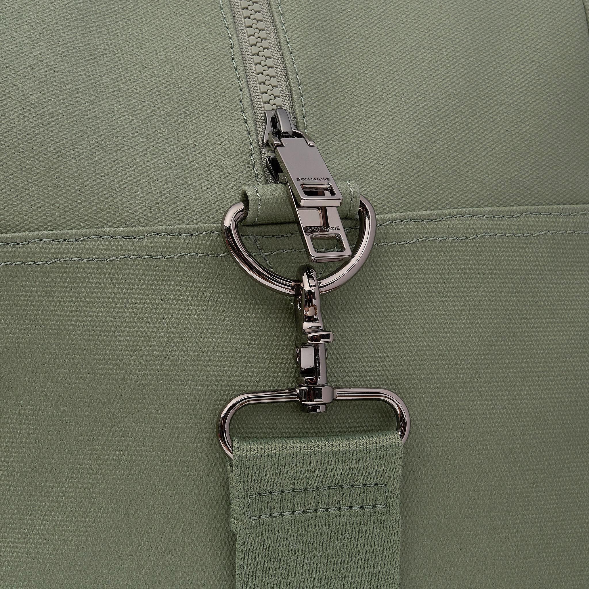 Bon Voyage Weekender Bag in coated canvas + leather - Sage