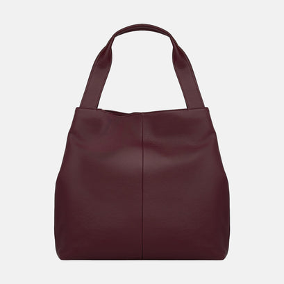 Slouchy Hobo Tote Bag in smooth nappa leather - Burgundy