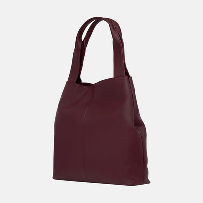 Slouchy Hobo Tote Bag in smooth nappa leather - Burgundy