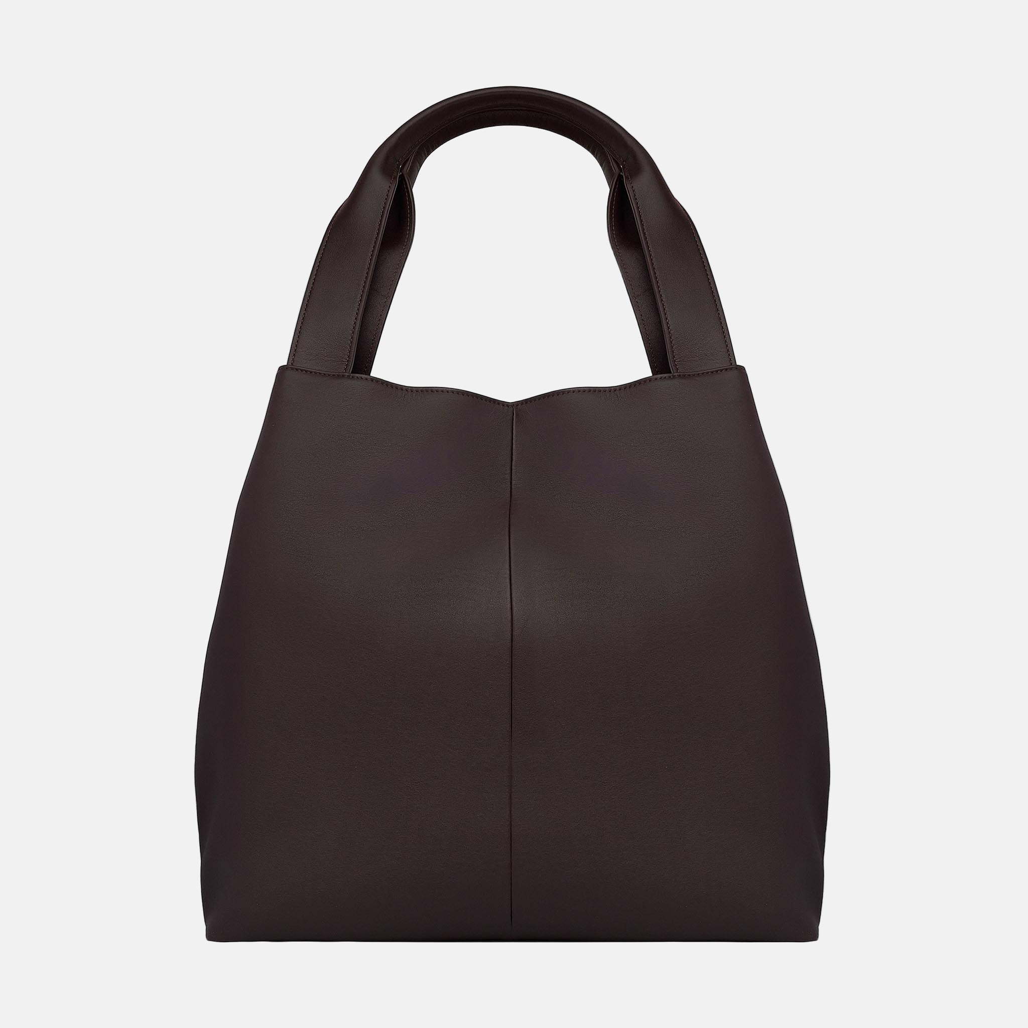 Slouchy Hobo Tote Bag in smooth nappa leather - Dark Chocolate