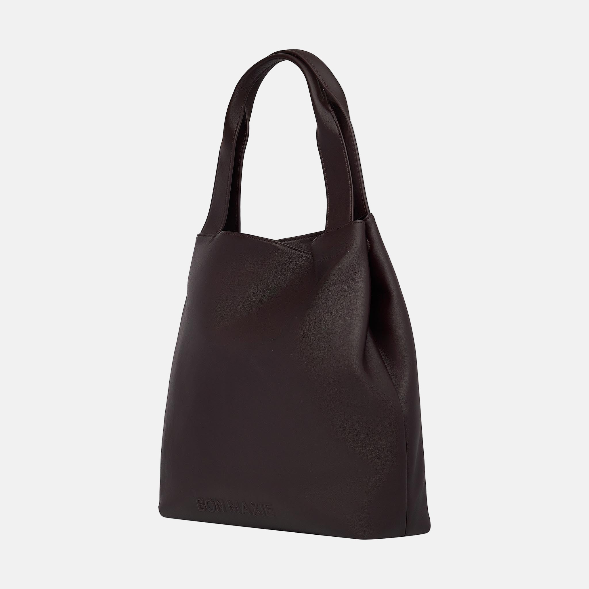 Slouchy Hobo Tote Bag in smooth nappa leather - Dark Chocolate
