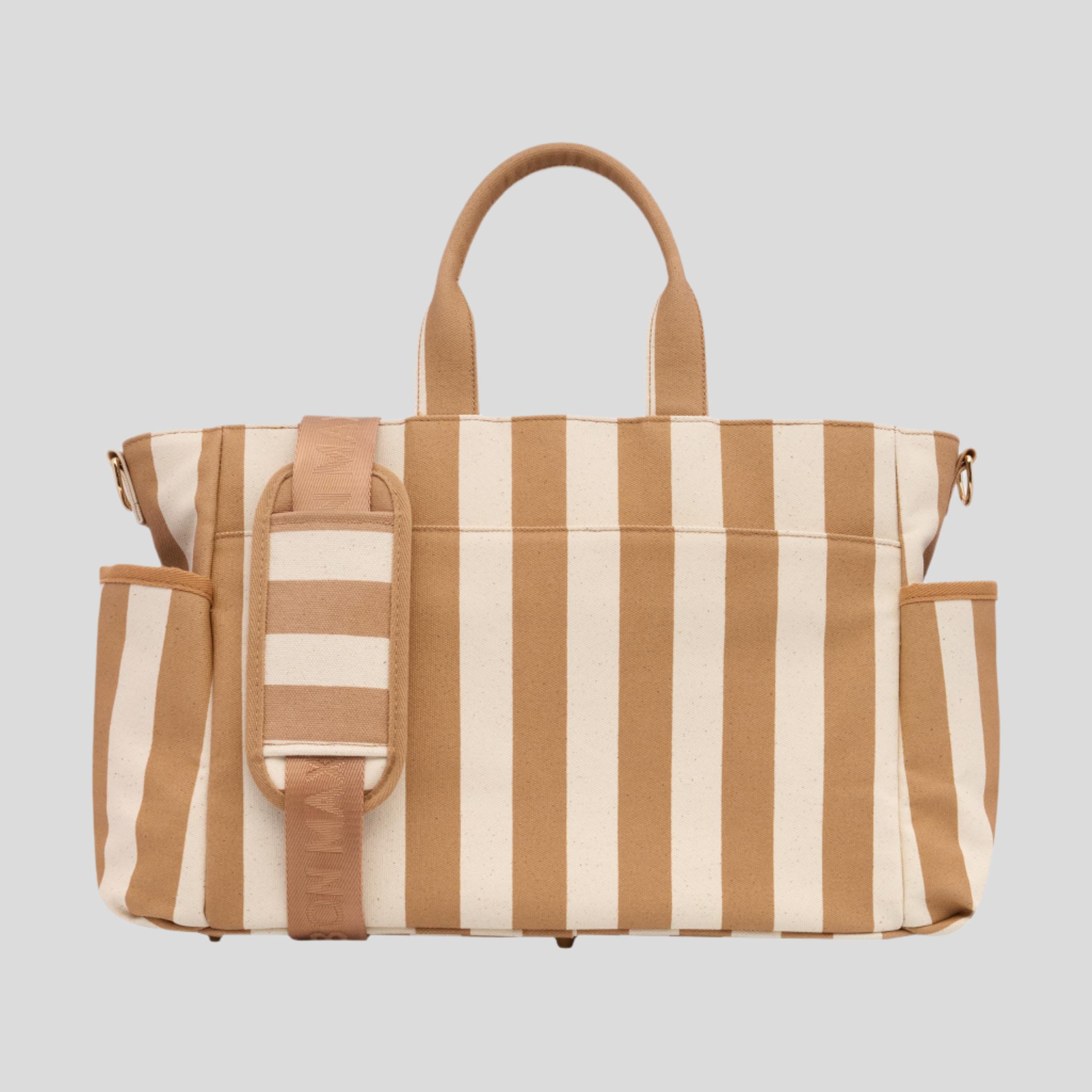 Everyday Multi-Pocket Tote Bag -- Tan Stripe