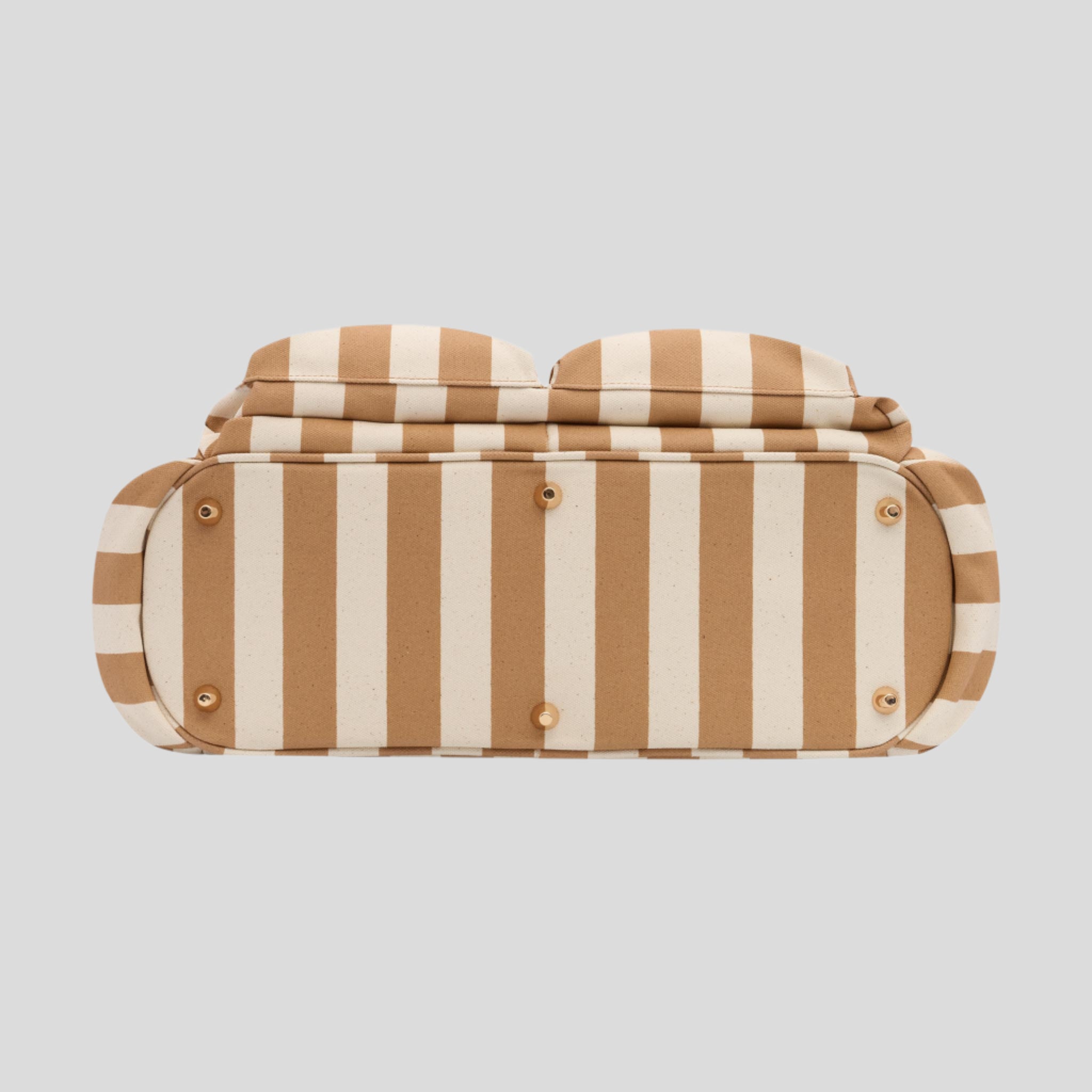 Everyday Multi-Pocket Tote Bag -- Tan Stripe