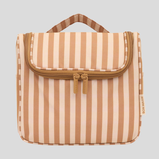 Hanging Travel Toiletry Bag Set - Tan/Beige Stripe
