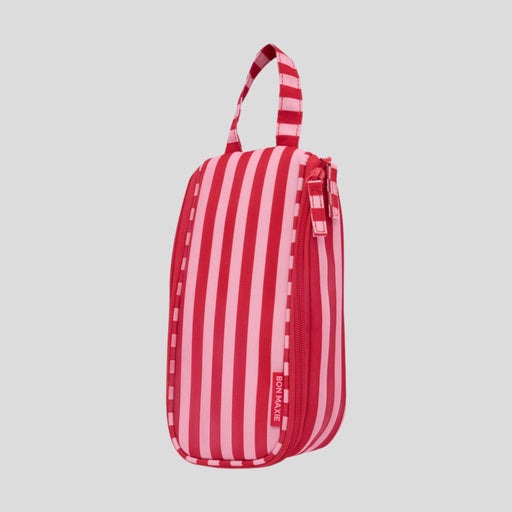 Slimline Hanging Toiletry Bag - Pink/Red Stripe