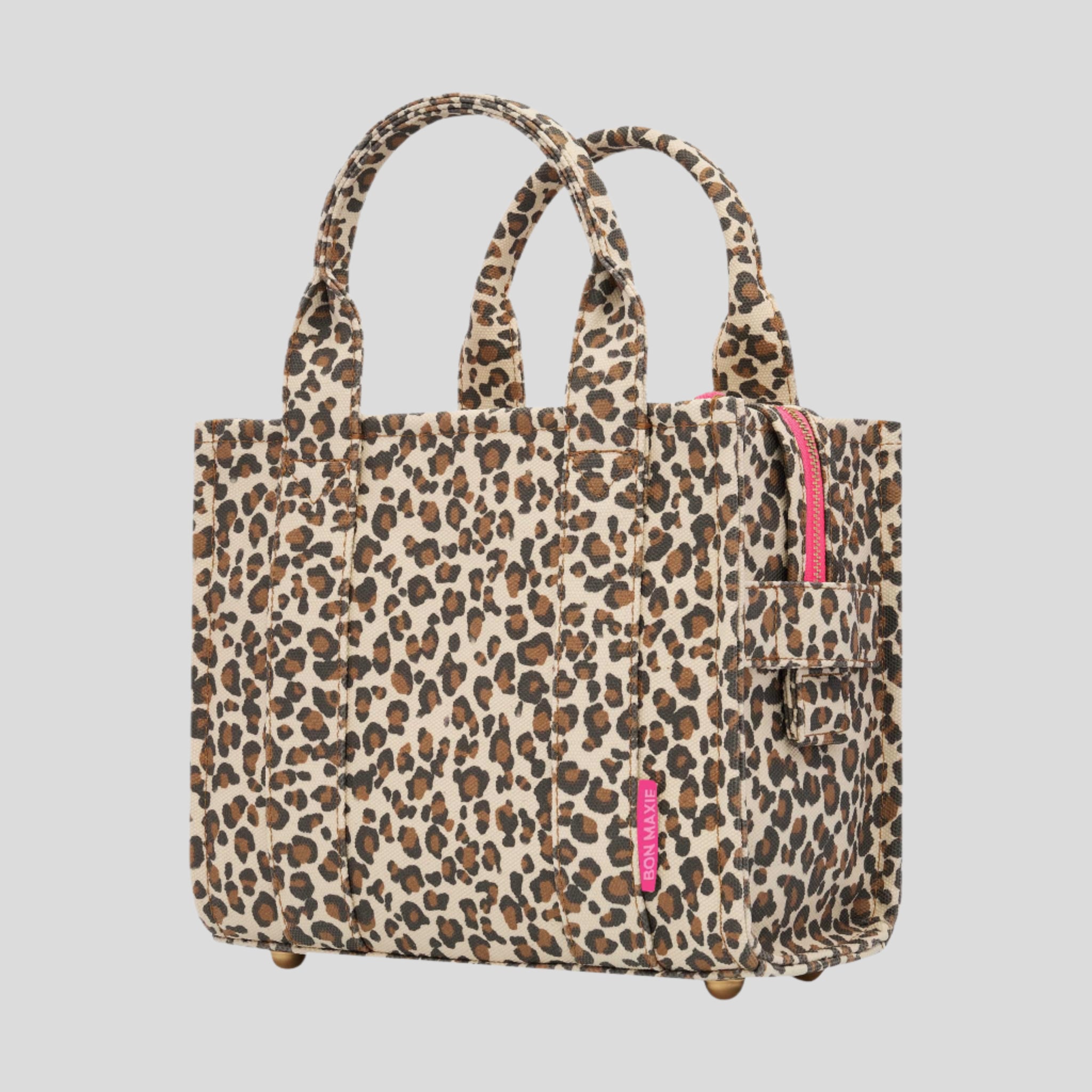 Micro Bon Vivant Structured Tote Bag -- Neon Pink Leopard