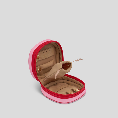 Travel Jewellery Case - Pink/Red Stripe