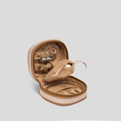 Travel Jewellery Case -- Tan Stripe