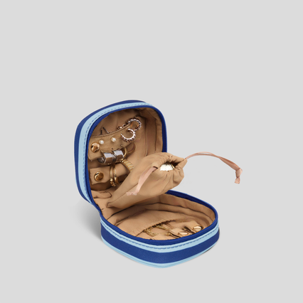 Travel Jewellery Case -- Blue Stripe