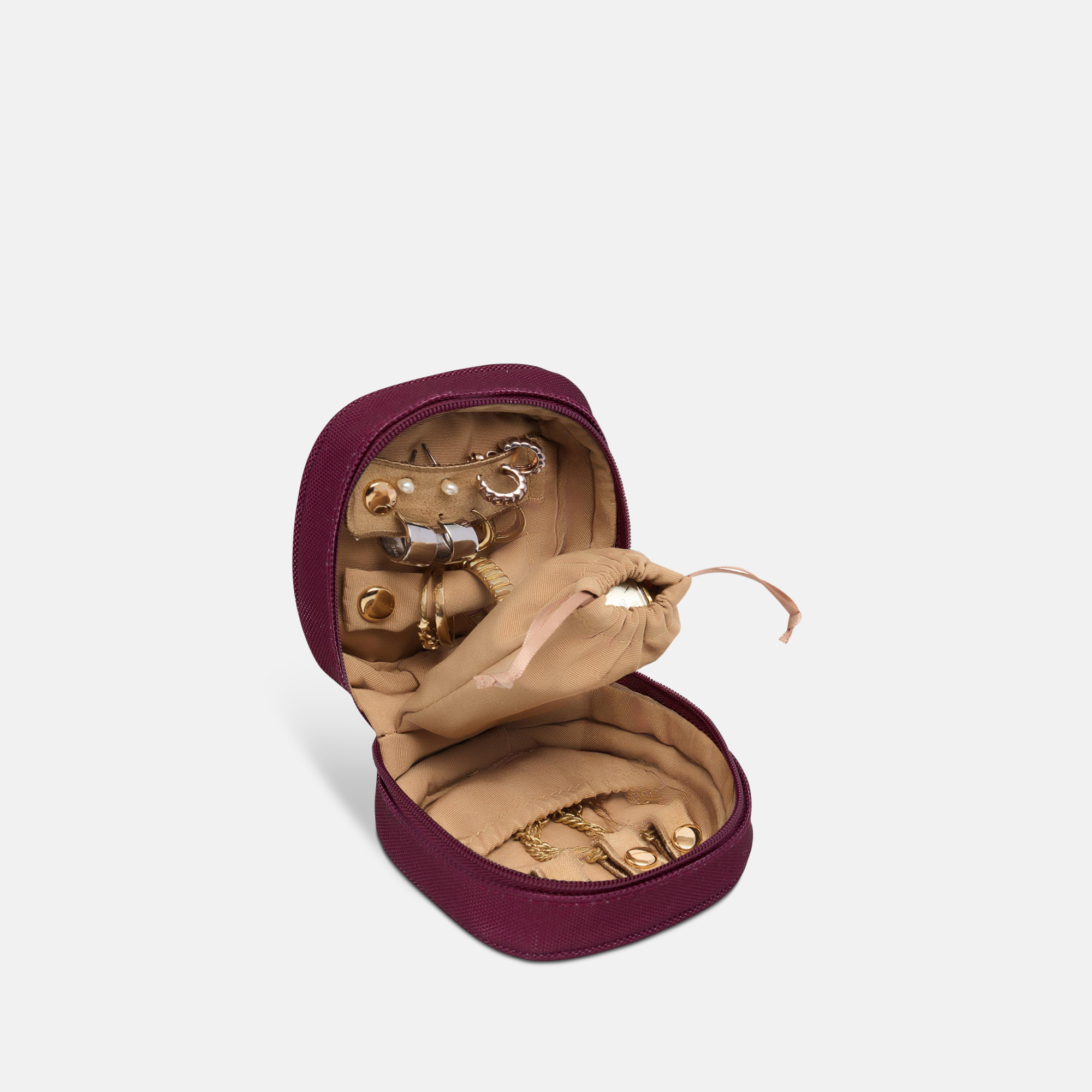 Travel Jewellery Case in water-resistant nylon - Burgundy (minor edge imperfections)