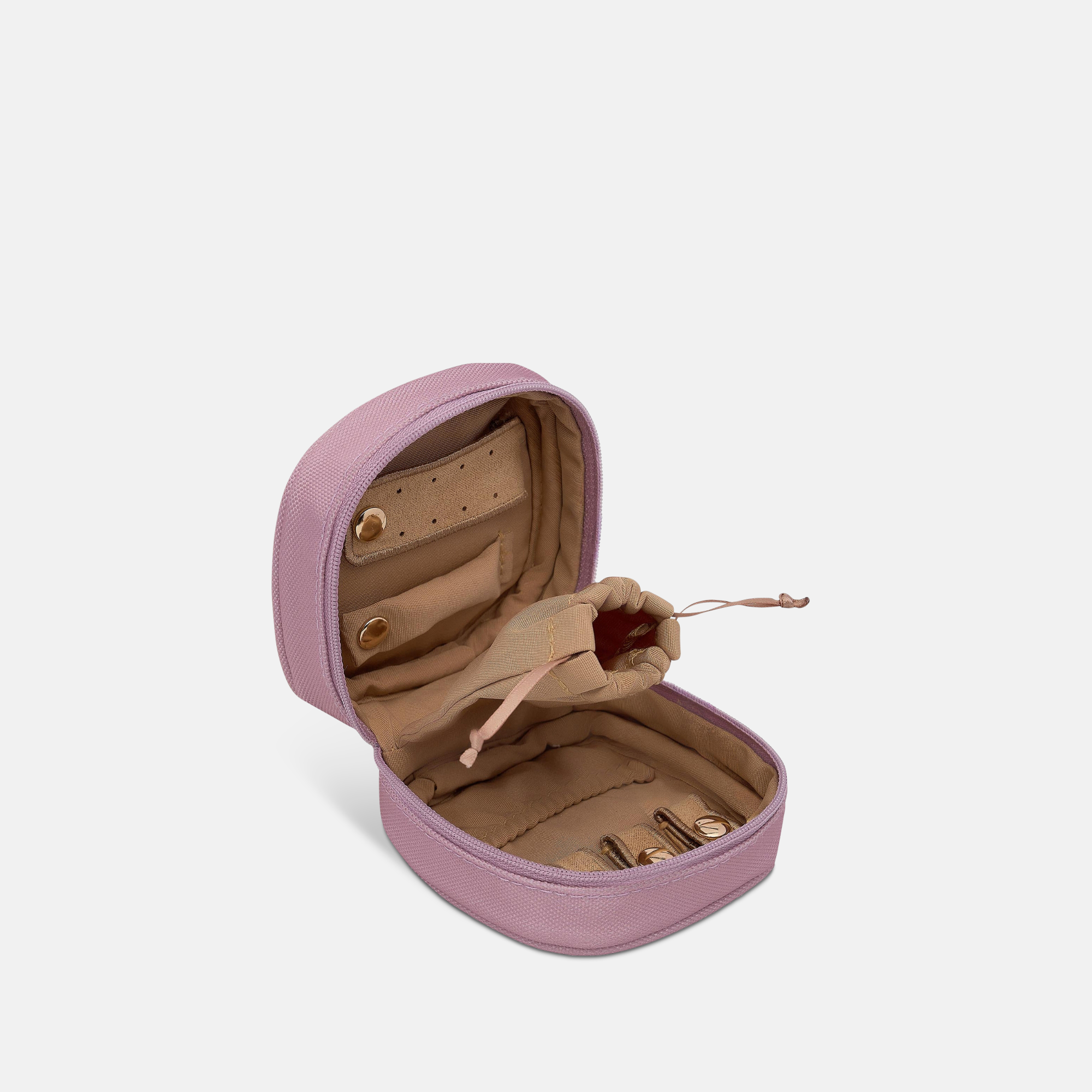 Travel Jewellery Case in water-resistant nylon - Milk Tea