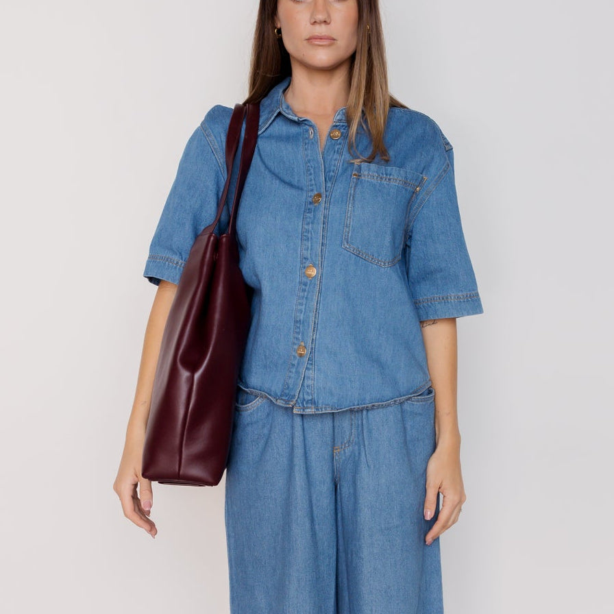 Slouchy Tote - Nappa Leather -- Burgundy