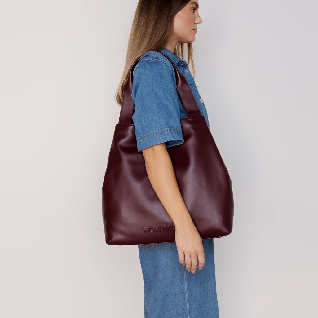 Slouchy Tote - Nappa Leather -- Burgundy