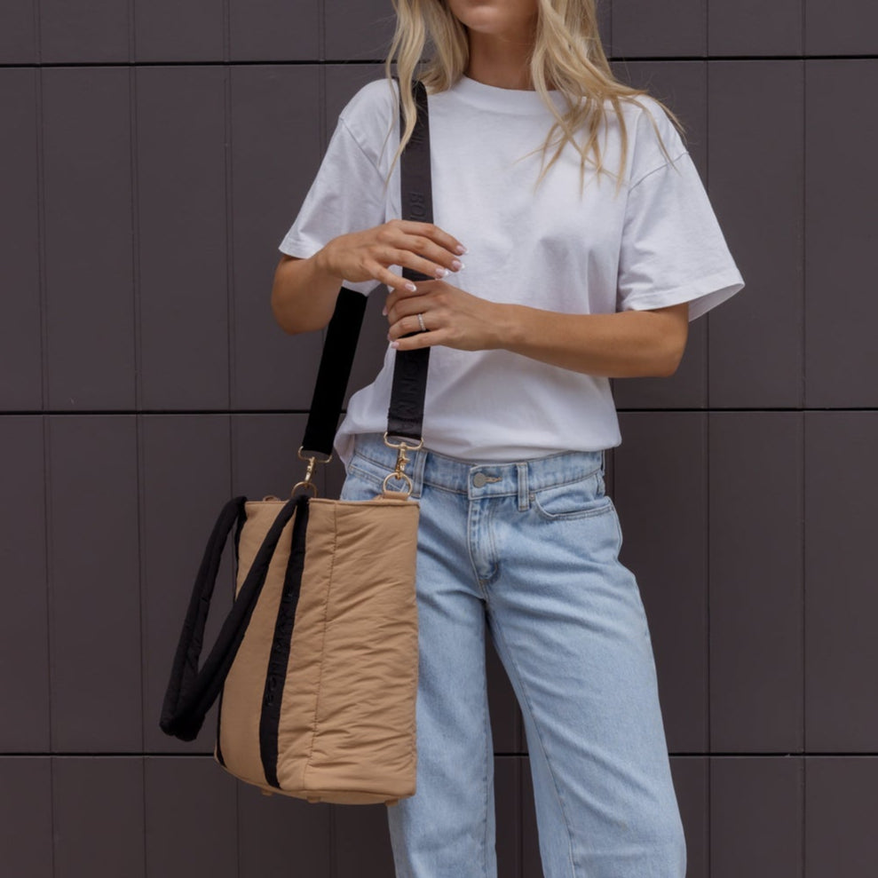 Everyday Tote Bag -- Tan/Black