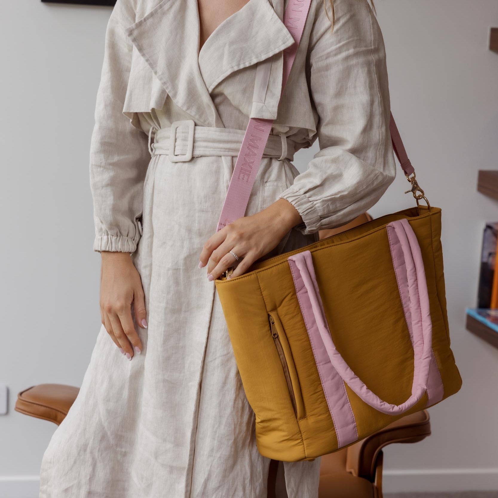 Everyday Tote Bag -- Pink/Mustard