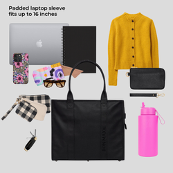 Large Bon Vivant Structured Tote Bag -- Black Houndstooth