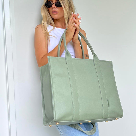 Large Bon Vivant Structured Tote Bag -- Sage