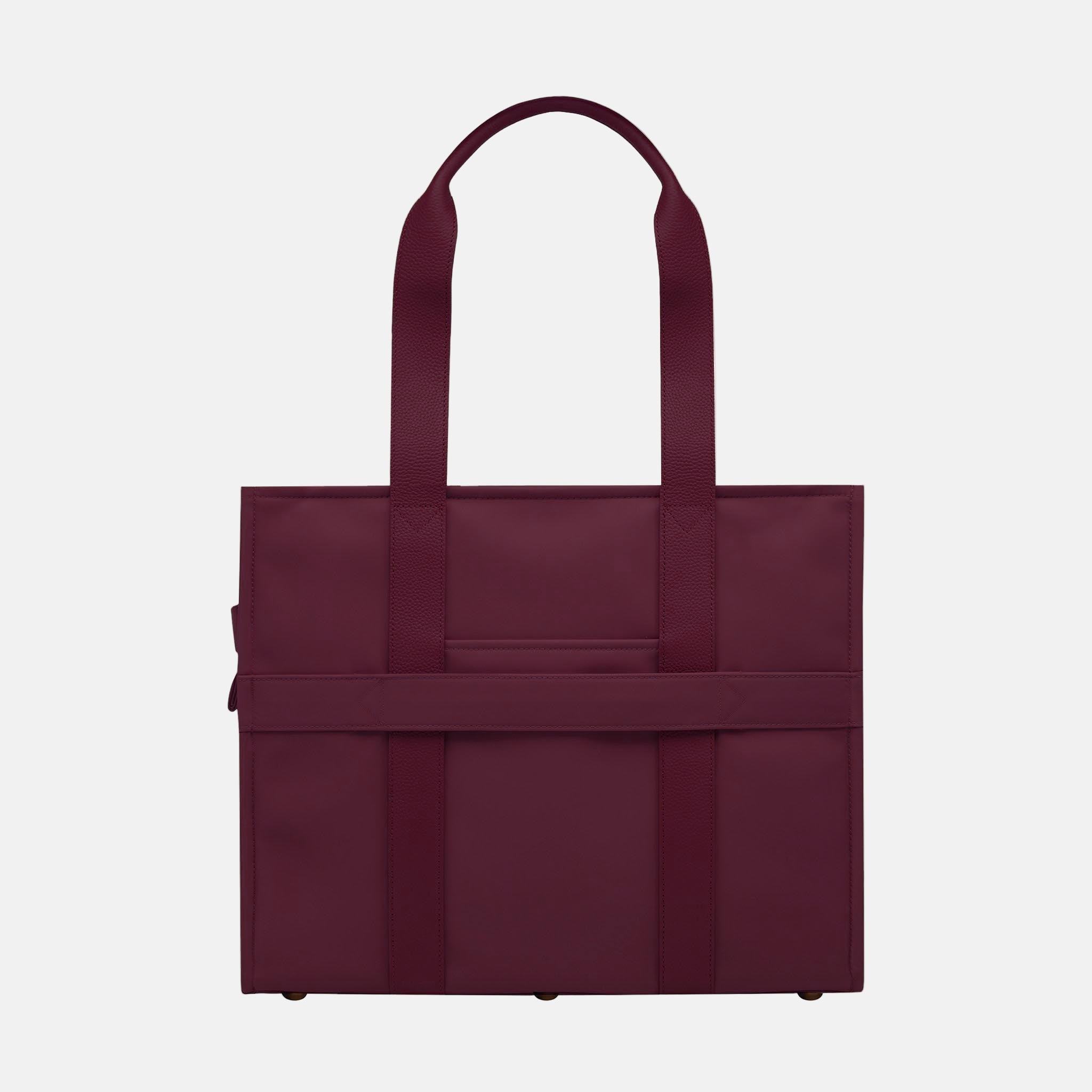Large Structured Tote Bag in nylon with leather - Burgundy