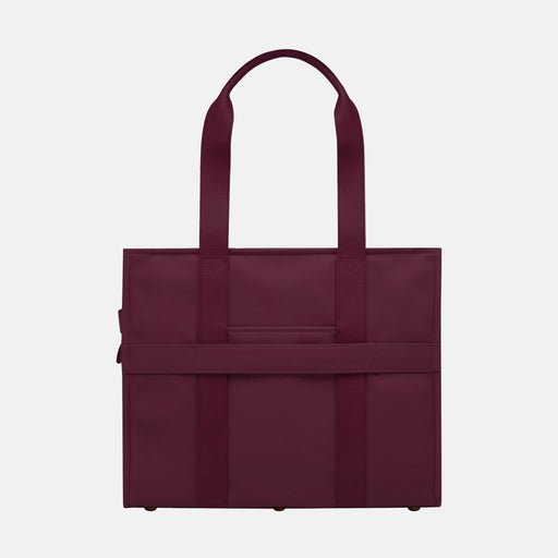 Large Structured Tote Bag - Burgundy Leather/Nylon
