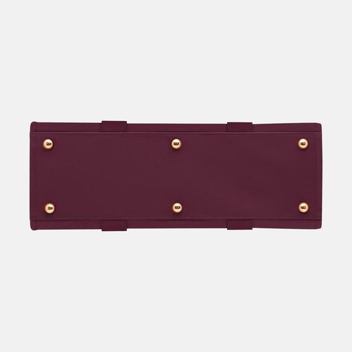 Large Structured Tote Bag - Burgundy Leather/Nylon