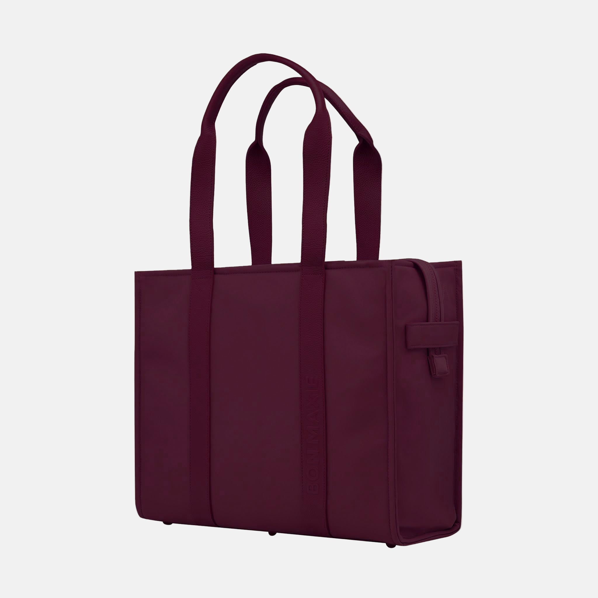 Large Structured Tote Bag in nylon with leather - Burgundy