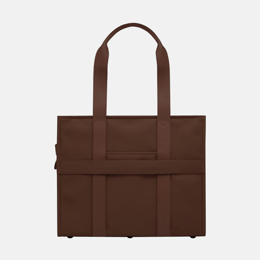 Large Structured Tote - Nylon/Leather - Chocolate