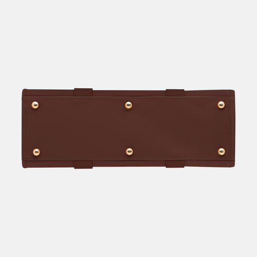 Large Structured Tote - Nylon/Leather - Chocolate