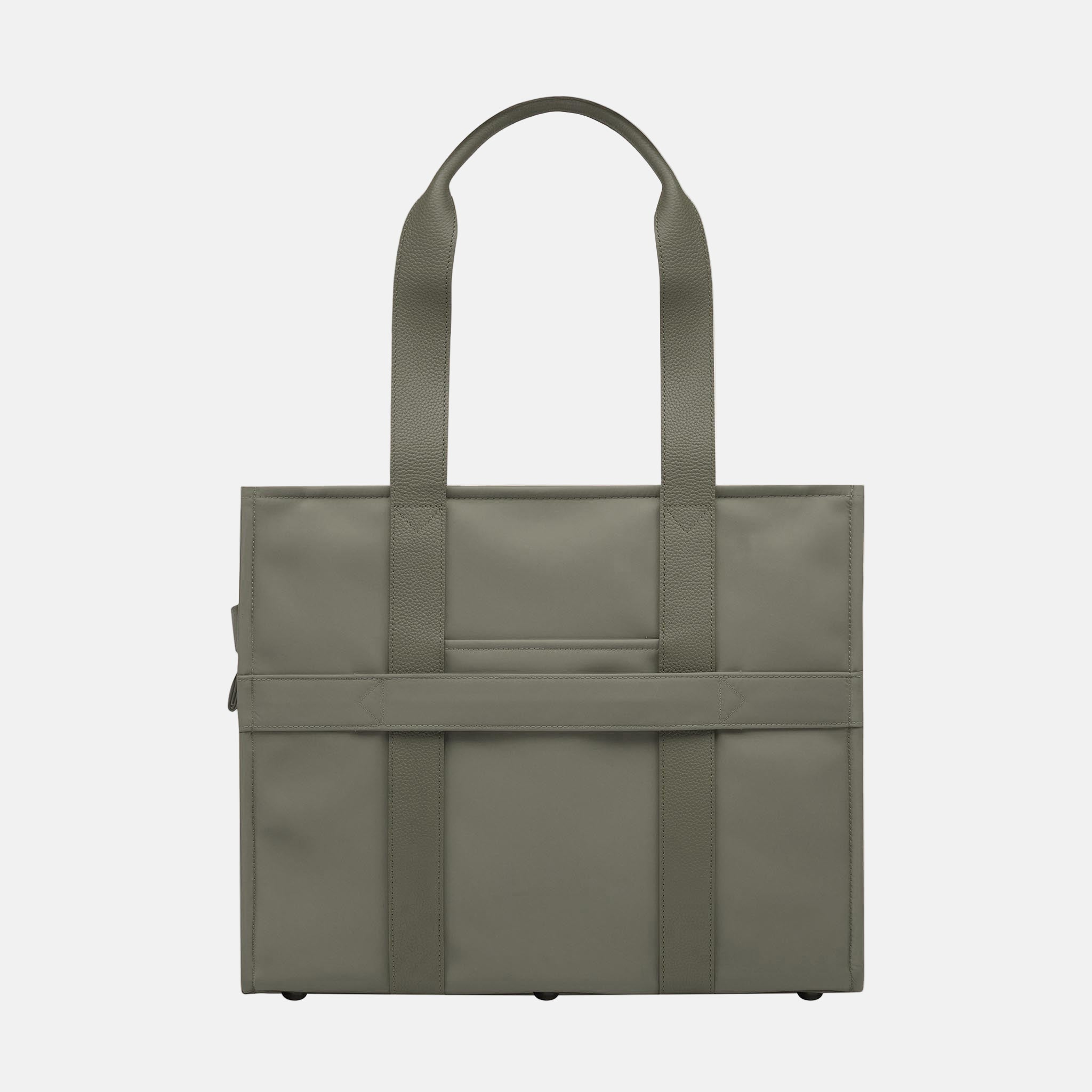 Large Structured Tote Bag in nylon with leather - Sage