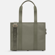 Large Structured Tote Bag in nylon with leather - Sage