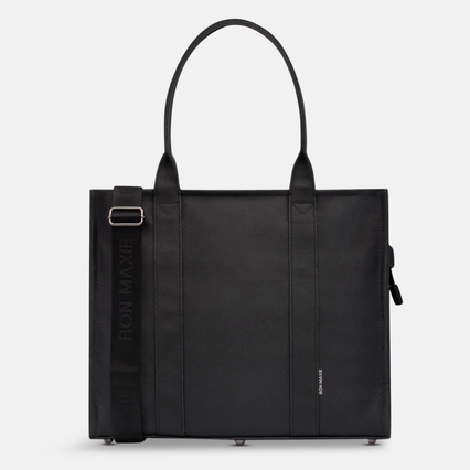 Large Structured Tote Bag in coated canvas - Black