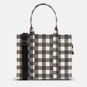 Large Structured Tote Bag in signature coated canvas -- Black Gingham