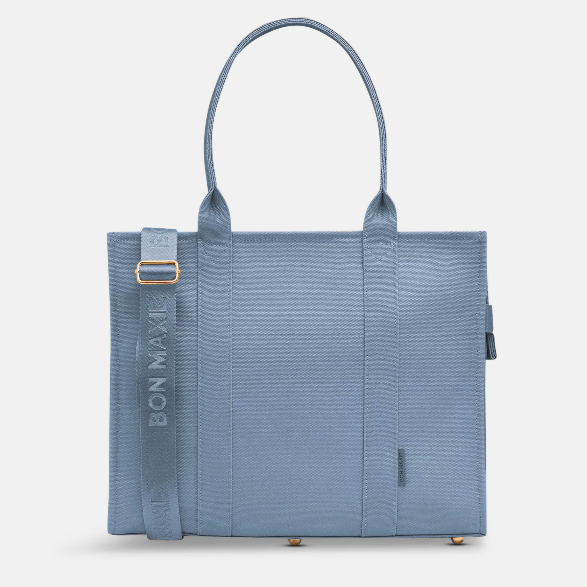 Large Structured Tote Bag in signature coated canvas -- Denim Blue