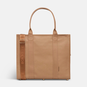 Large Structured Tote Bag in signature coated canvas -- Tan