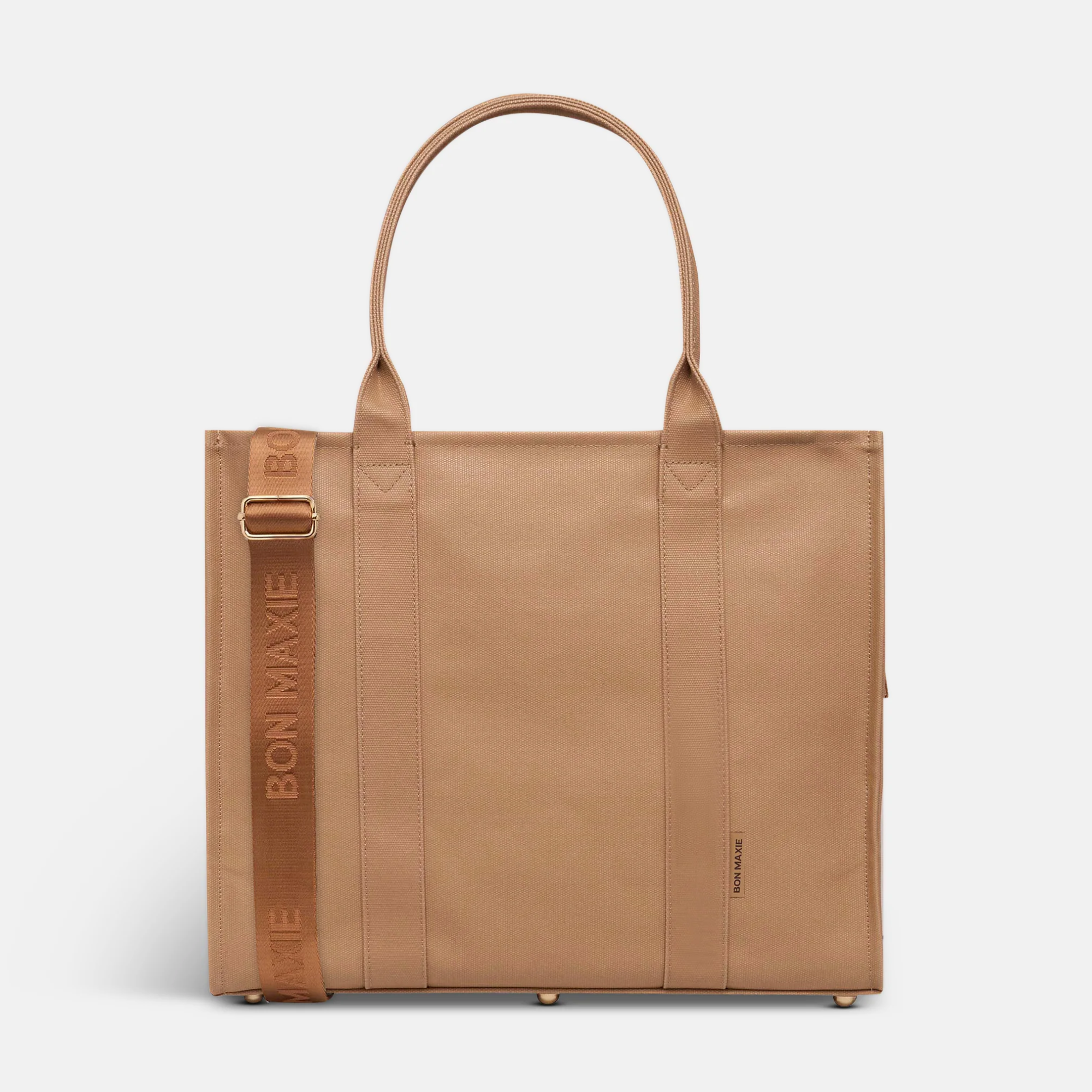 Large Structured Tote Bag in signature coated canvas -- Tan