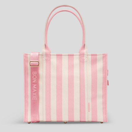 Large Bon Vivant Structured Tote Bag -- Blush Stripe