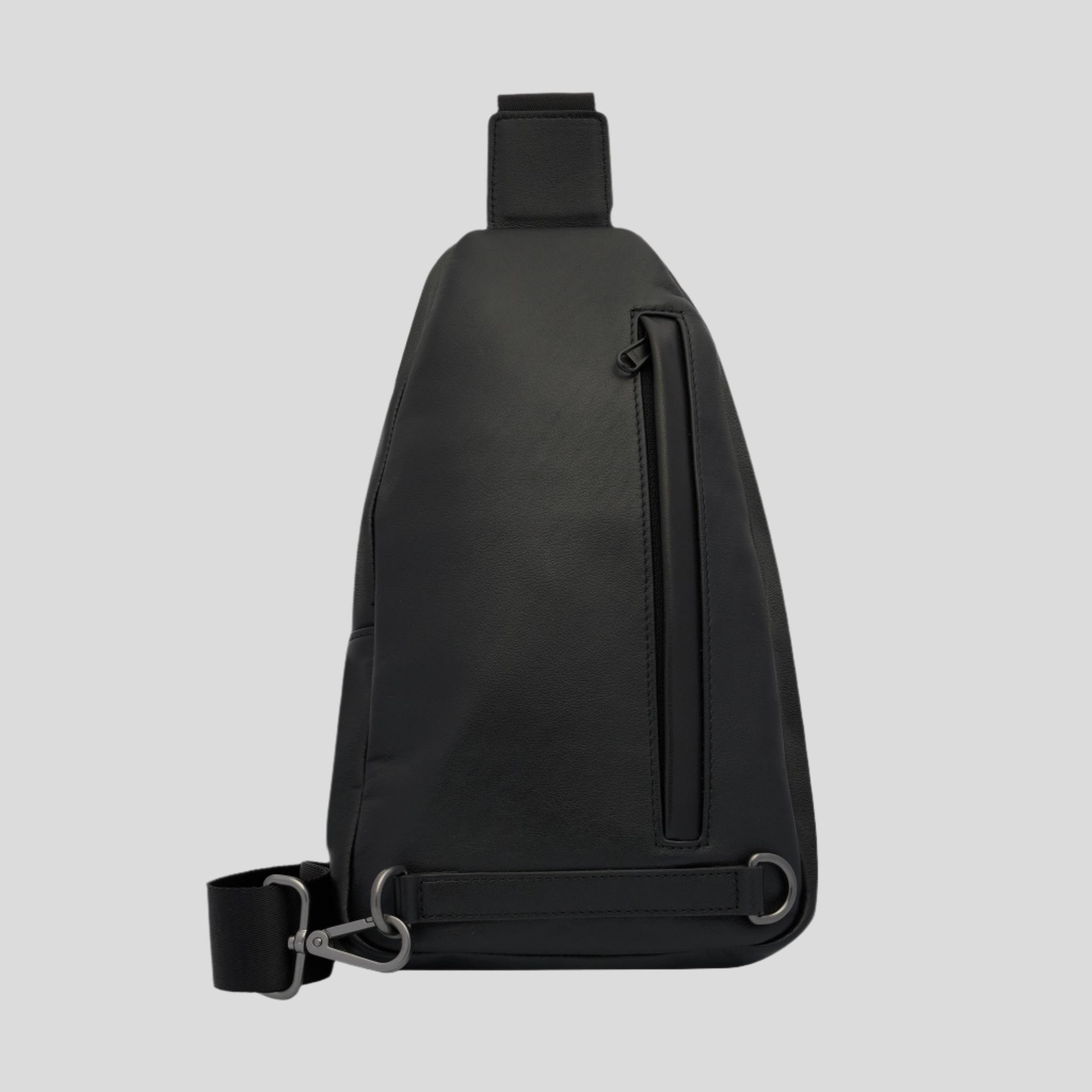 Multiwear Leather Crossbody Sling Bag -- Black Bold Logo
