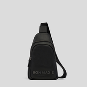 Multiwear Leather Crossbody Sling Bag -- Black Bold Logo