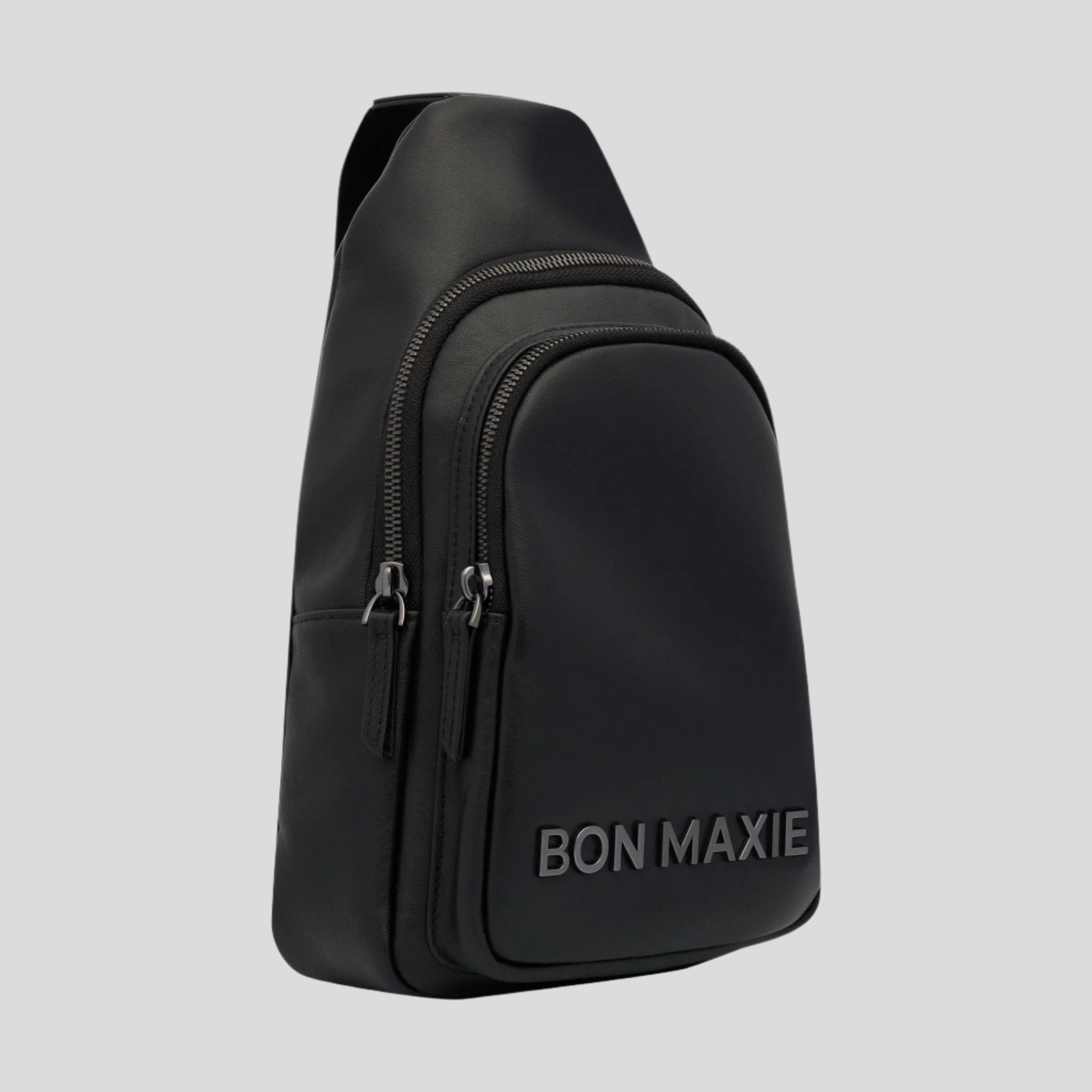 Multiwear Leather Crossbody Sling Bag -- Black Bold Logo