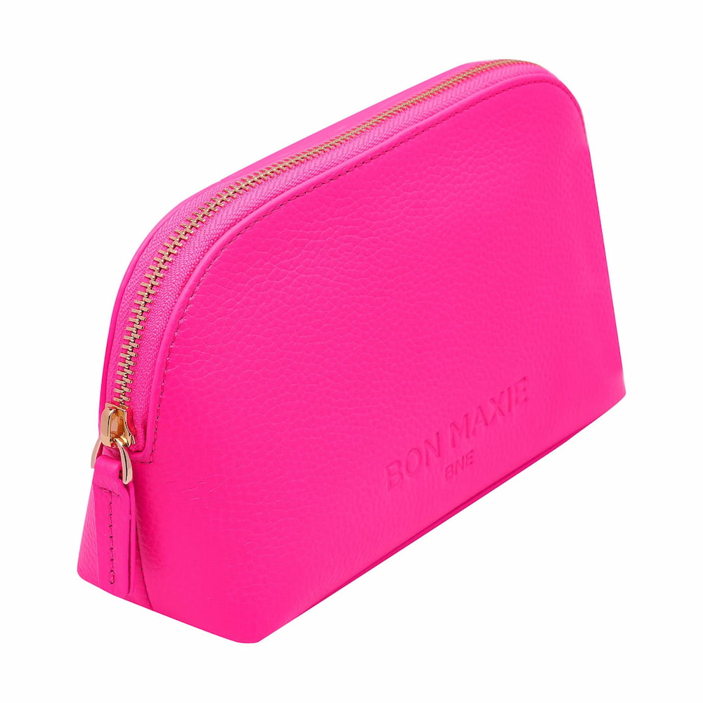 Leather Makeup Case - Neon Pink
