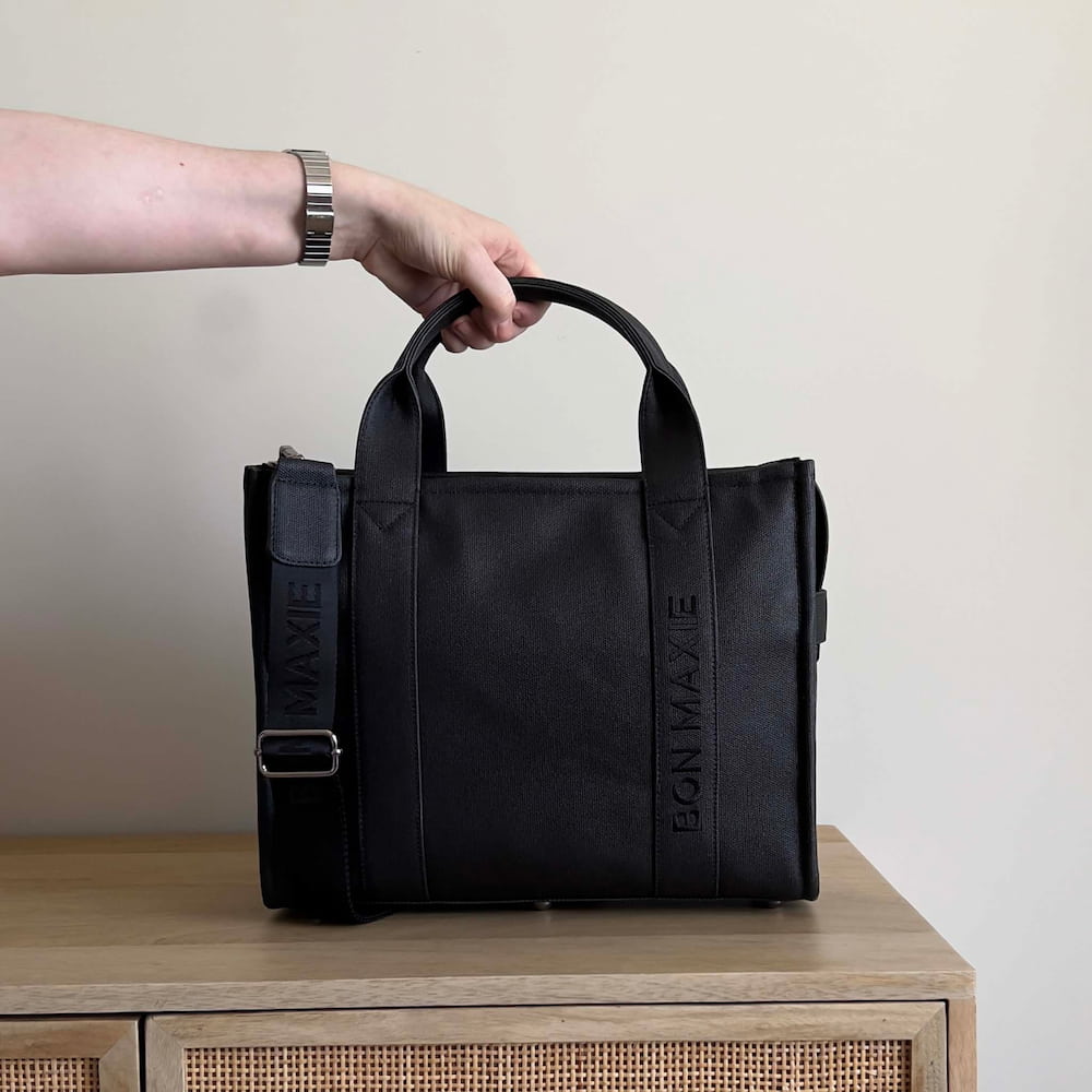 Mini Bon Vivant Tote Bag in Black Gingham Mini Carry all Bon Maxie BON MAXIE