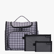 Mega Hanging Toiletry Bag + Day Pouch + Pouch Duo - Black Gingham