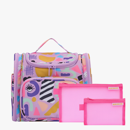 Mega Hanging Toiletry Bag + Day Pouch + Pouch Duo - Eye Love Purple