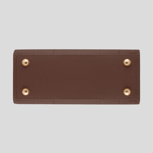 Micro Structured Tote Bag in signature coated canvas -- Chocolate