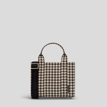 Micro Bon Vivant Structured Tote Bag -- Black Houndstooth