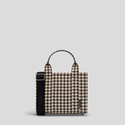Micro Structured Tote Bag in signature coated canvas -- Houndstooth