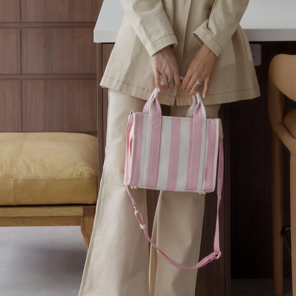 Micro Bon Vivant Structured Tote Bag - Blush Stripe Tote Bag